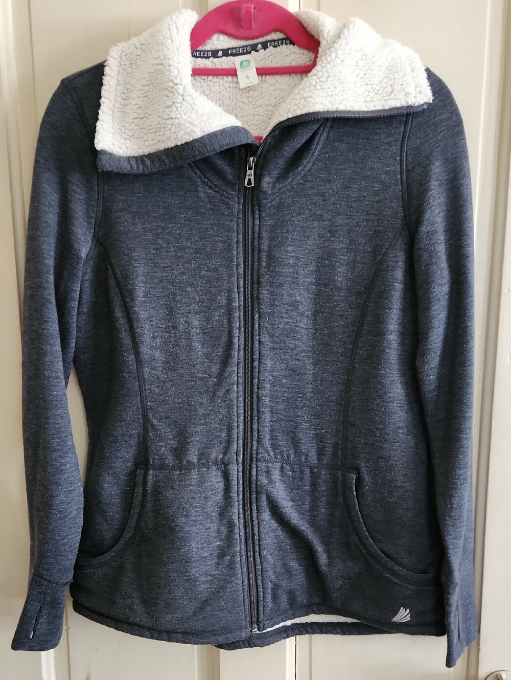 Women's Navy Sherpa-Lined Zip Jacket